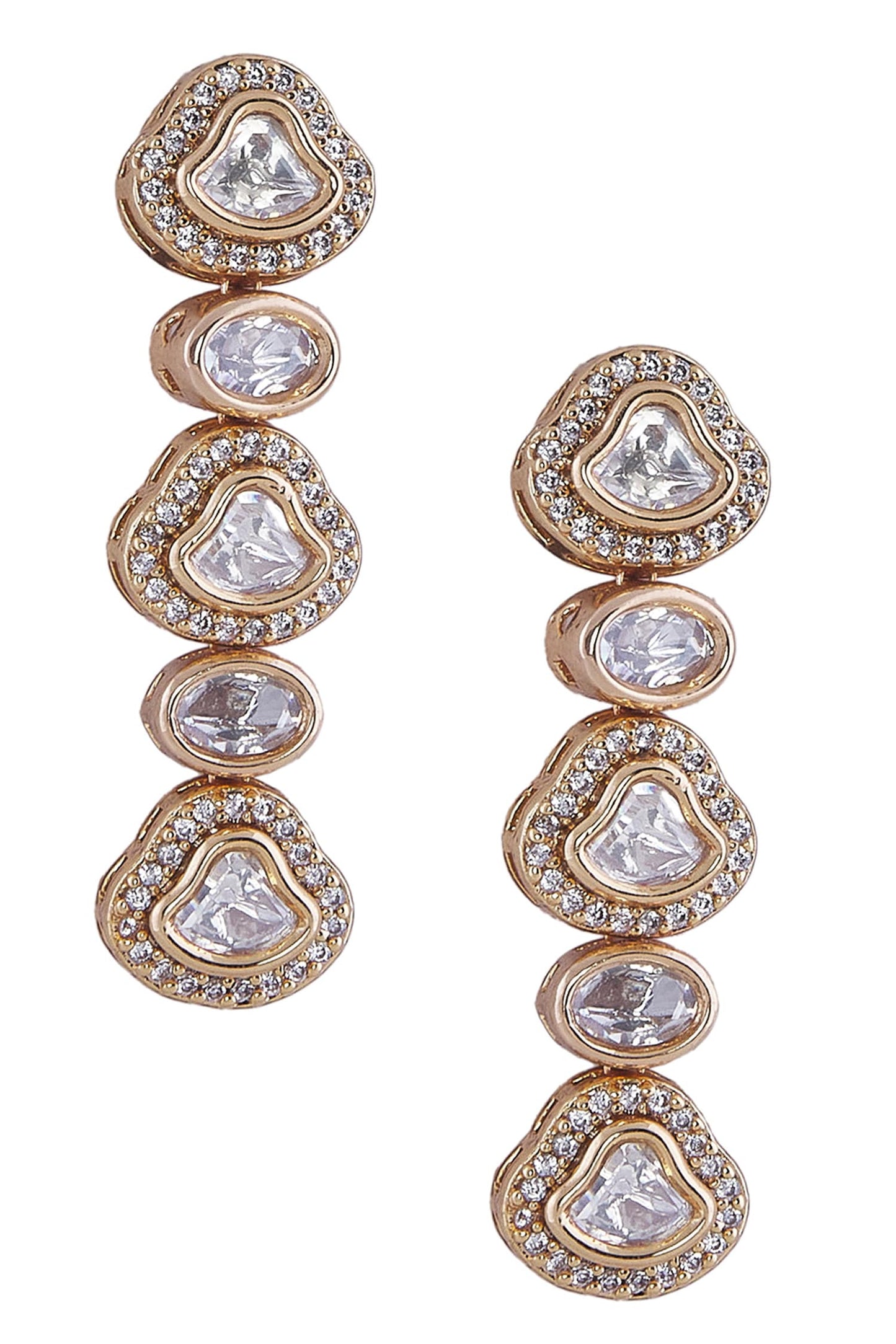 Gold & White Stone Necklace Set 