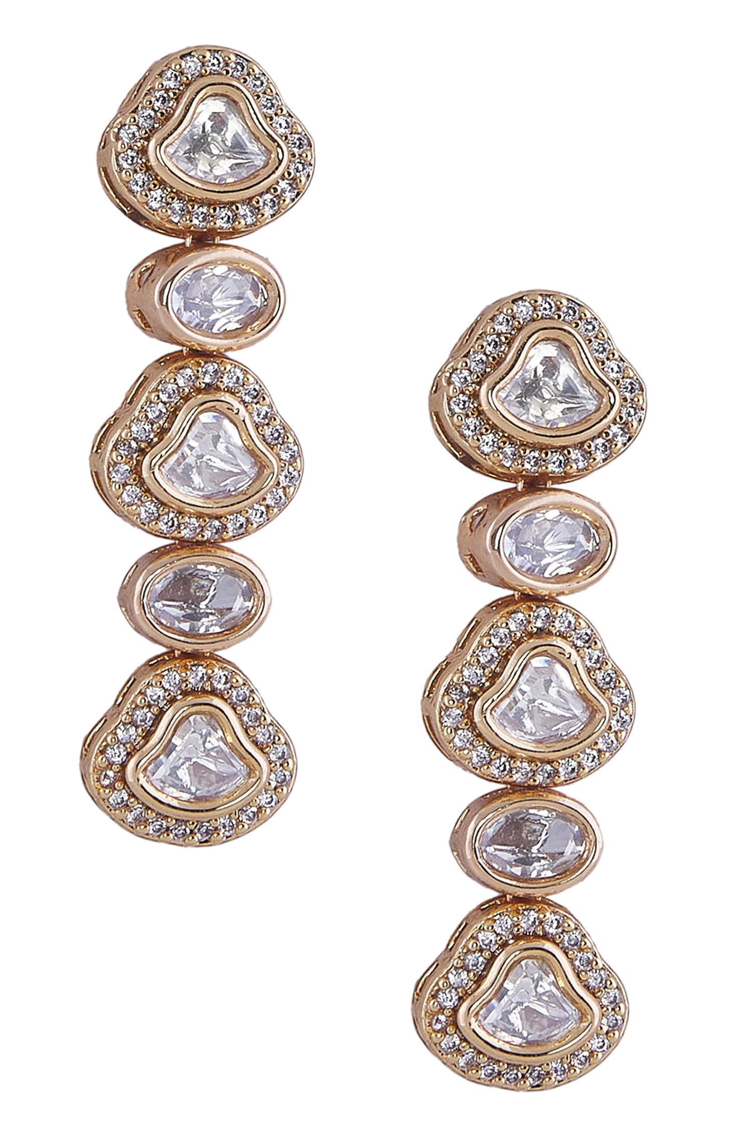 Gold & White Stone Necklace Set 