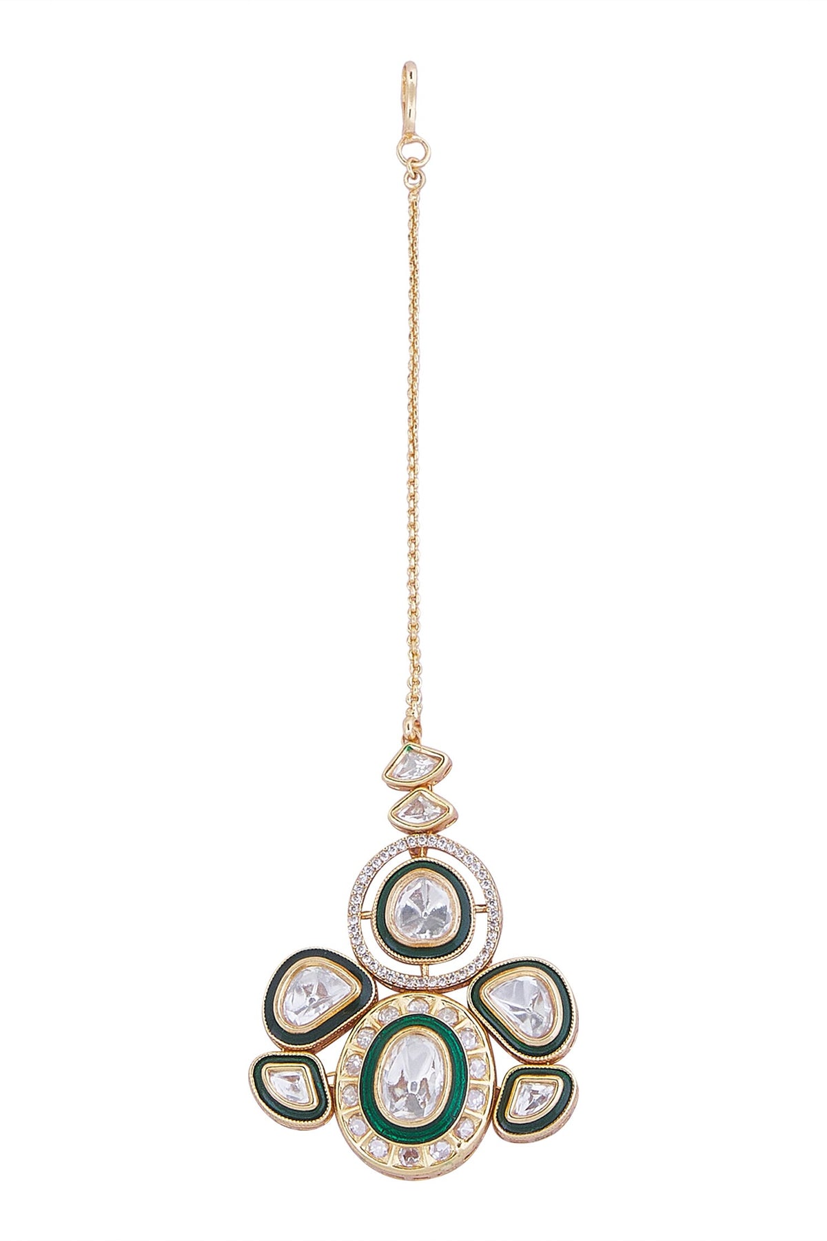 Green & Gold Brass Necklace Set 