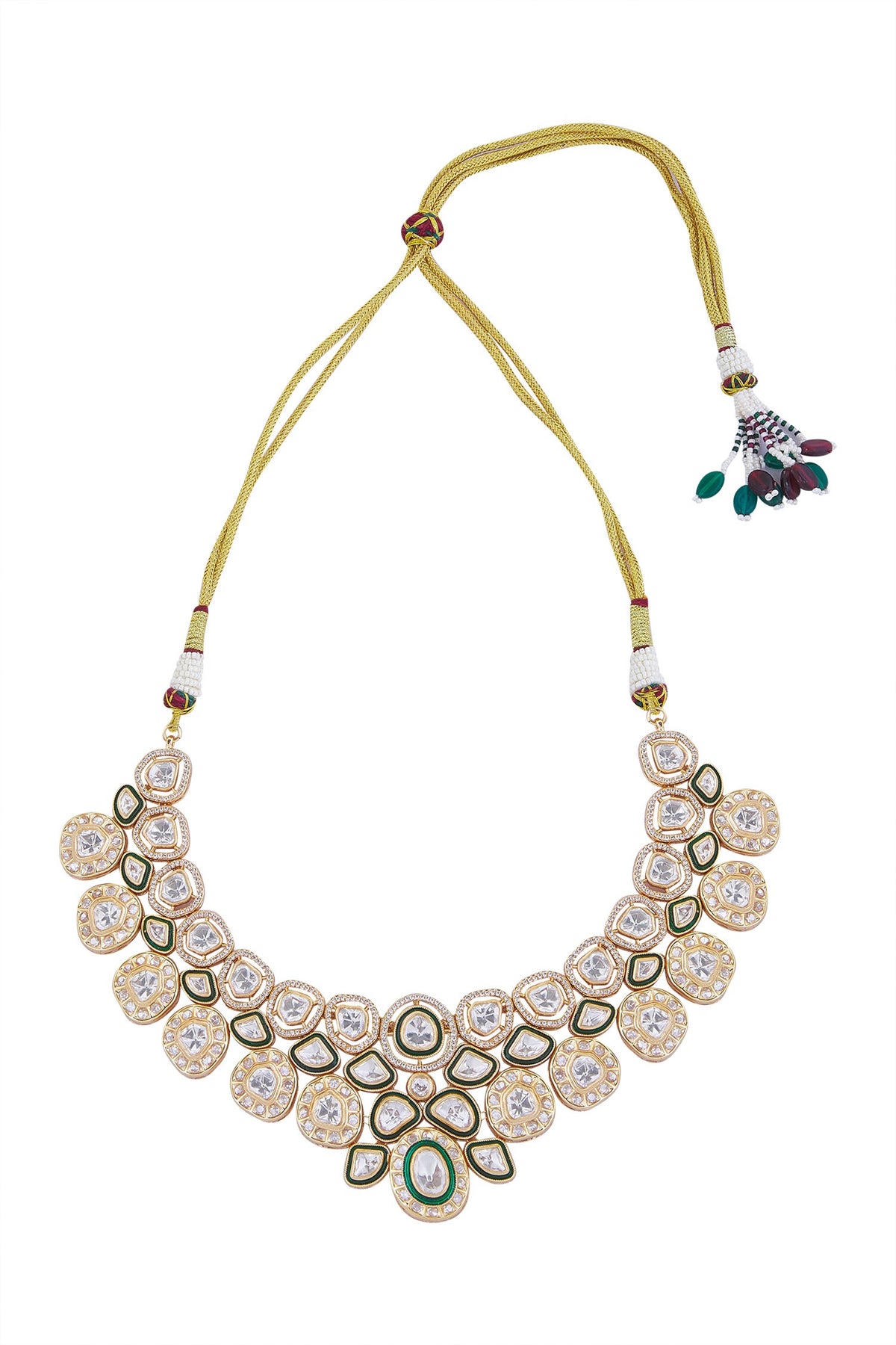 Green & Gold Brass Necklace Set 