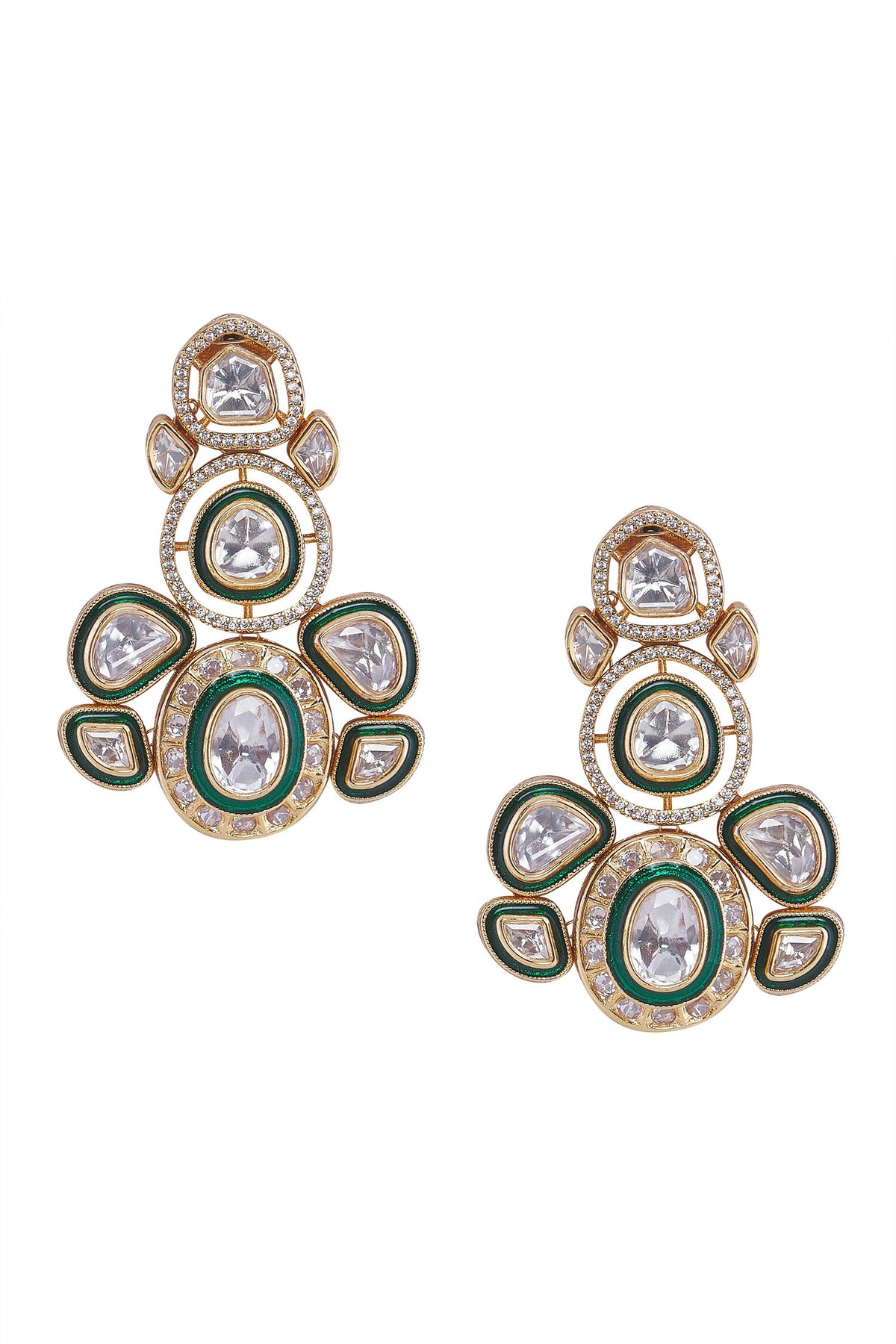 Green & Gold Brass Necklace Set 