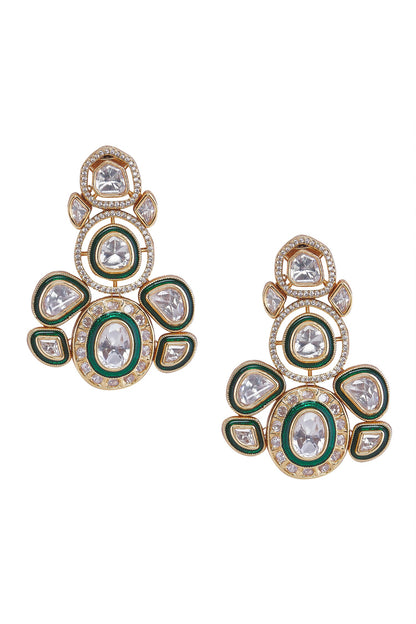 Green & Gold Brass Necklace Set 