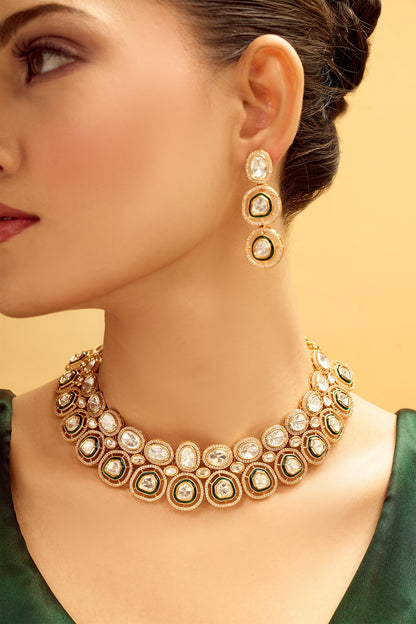 Green & Gold Brass Jewelry Set 