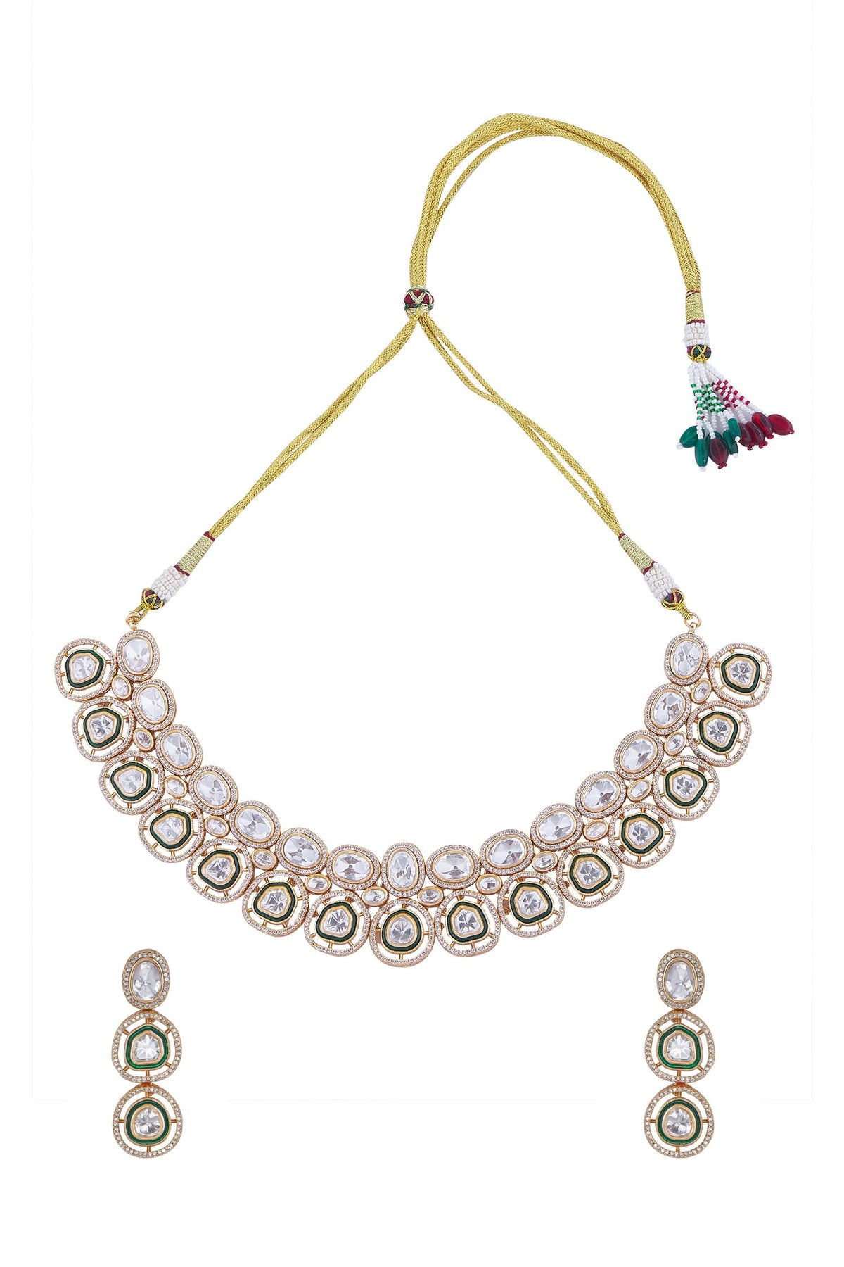 Green & Gold Brass Jewelry Set 