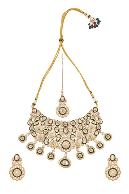 Green & Gold Brass Jewellery Set 