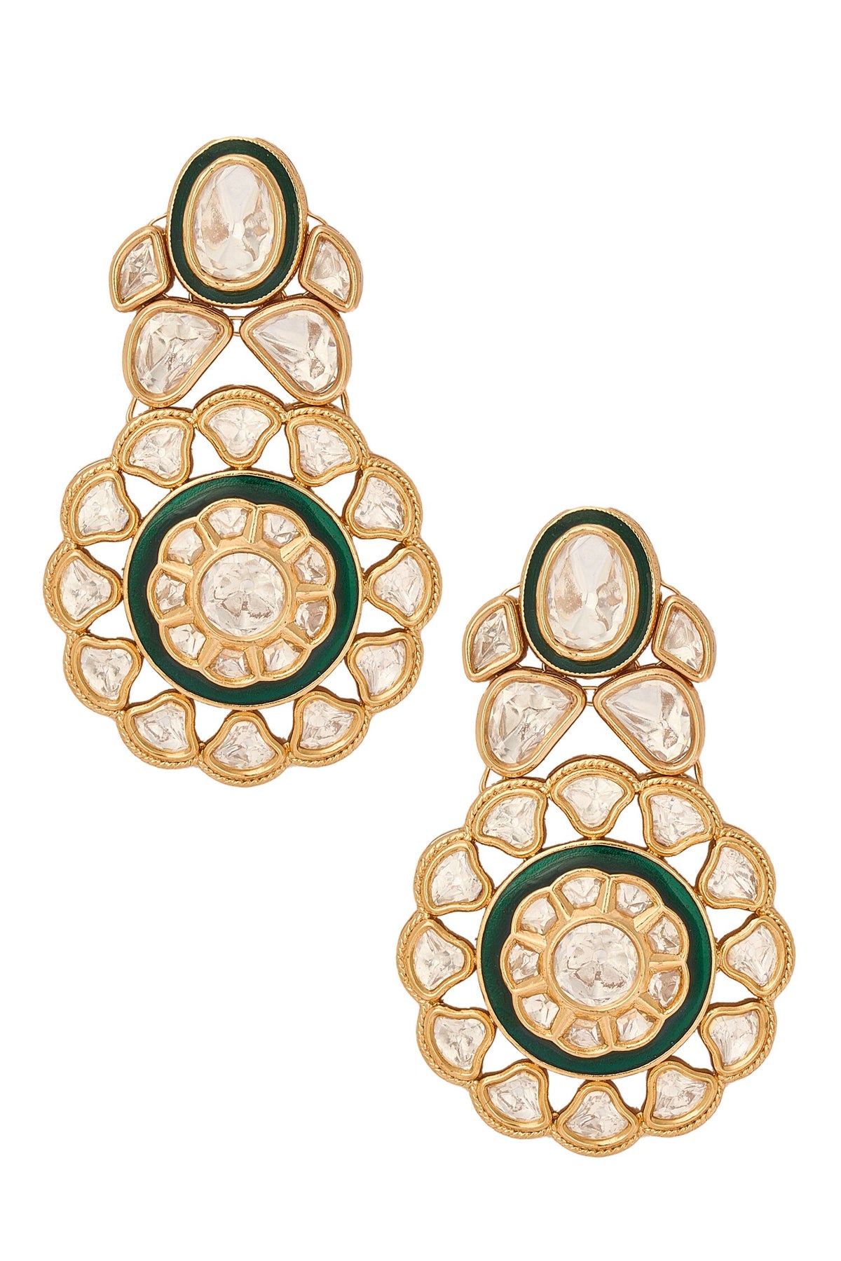 Green & Gold Brass Jewellery Set 
