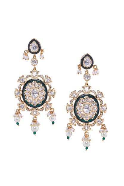 Green & Gold Stone Embellished Jewellery Set 