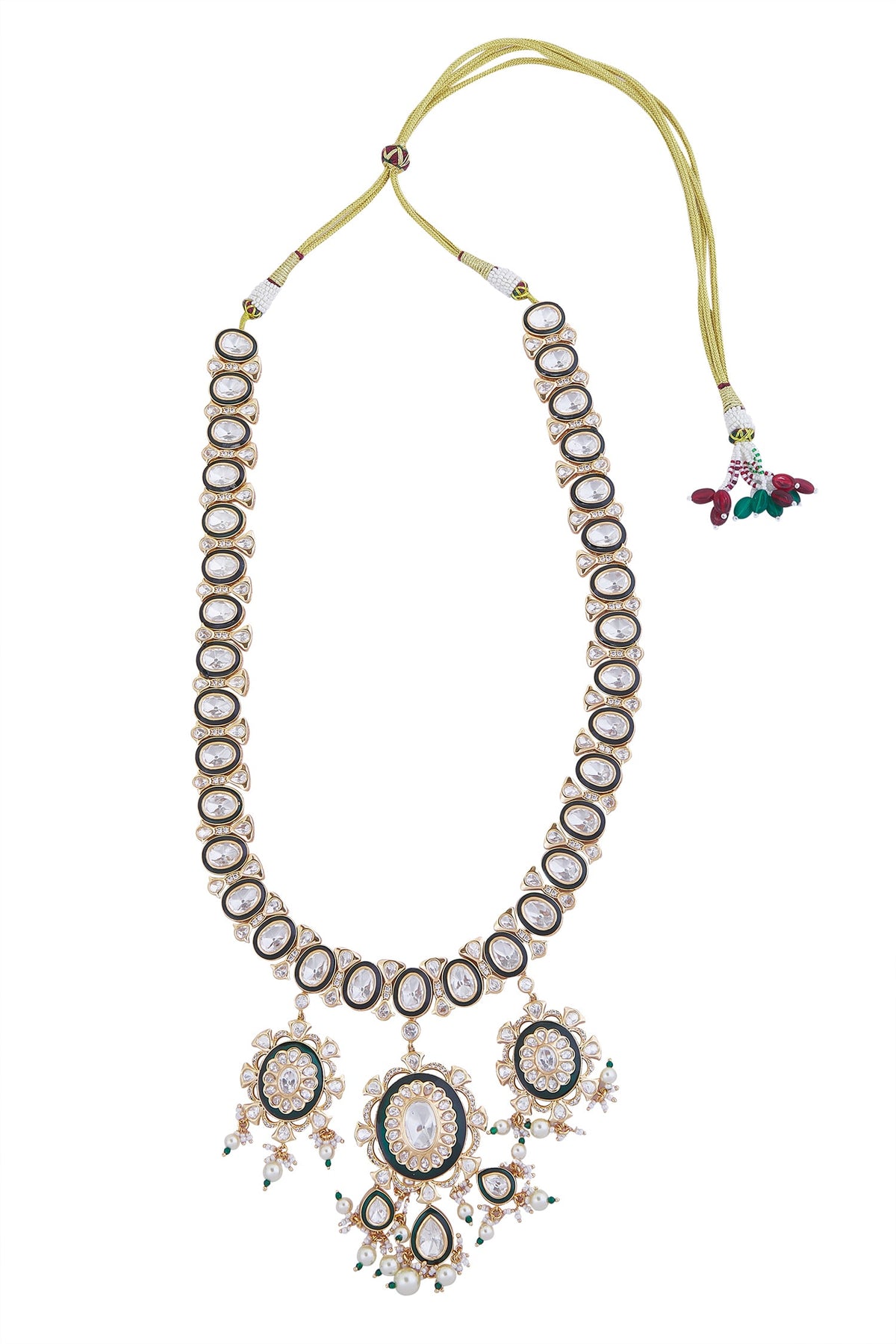 Green & Gold Stone Embellished Jewellery Set 