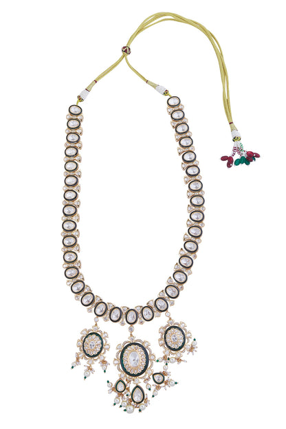 Green & Gold Stone Embellished Jewellery Set 