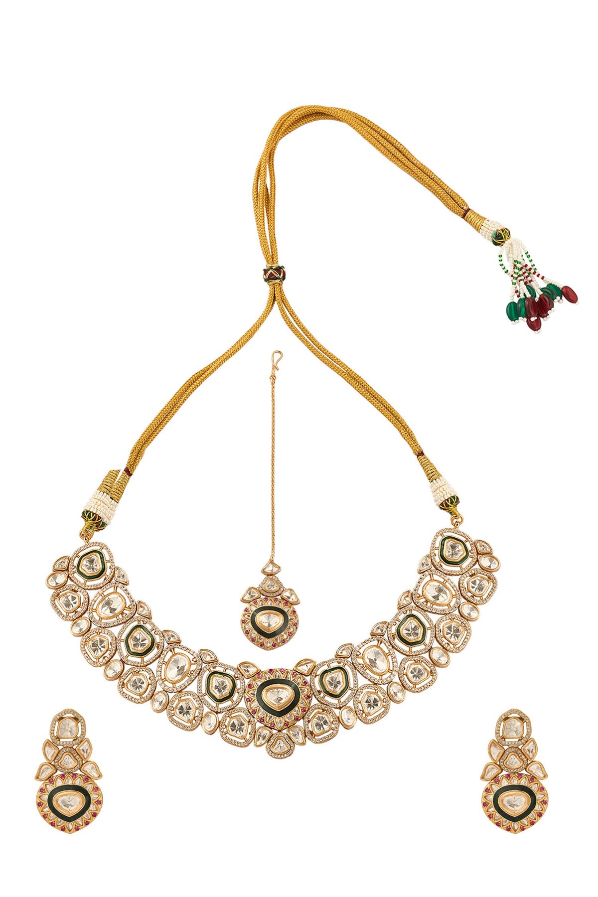 Traditional Green & Ruby Jewellery Set 