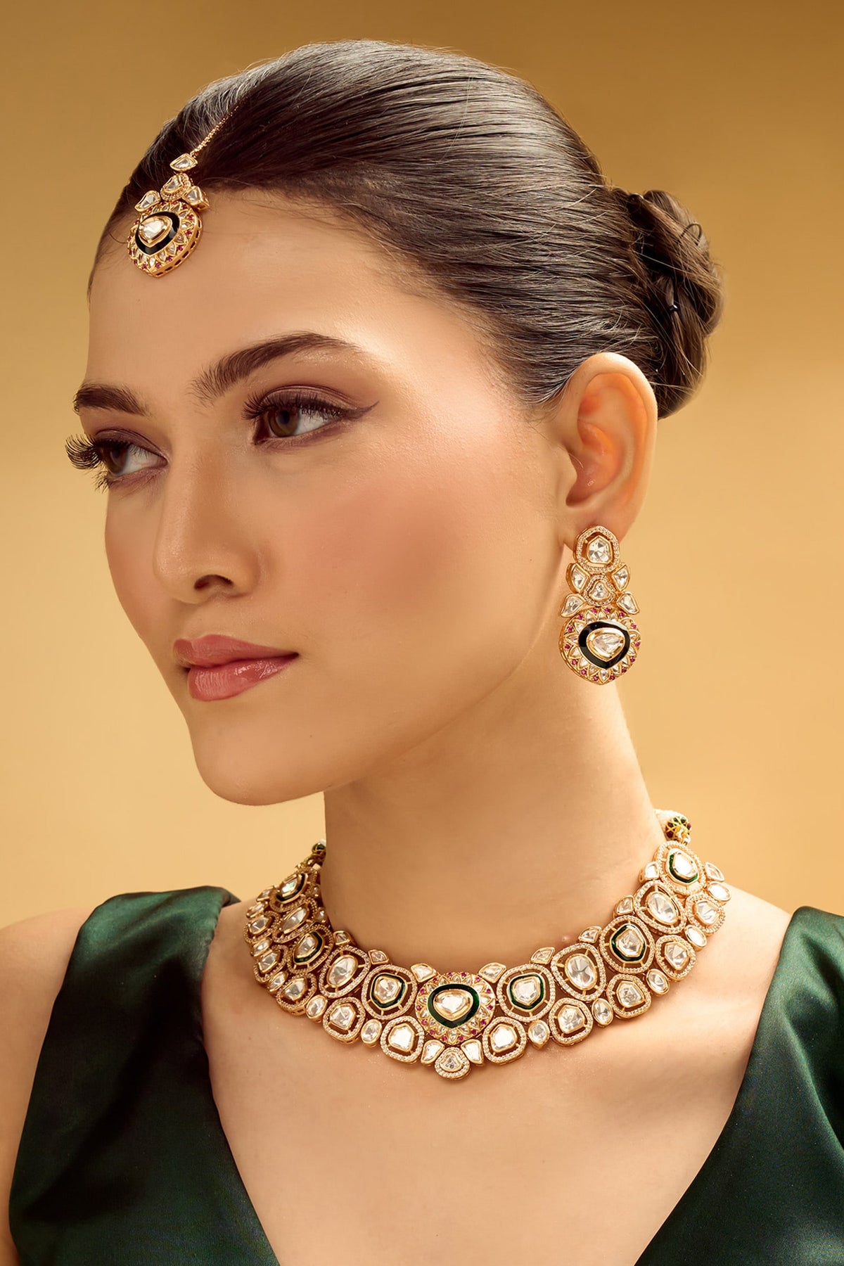 Traditional Green & Ruby Jewellery Set 