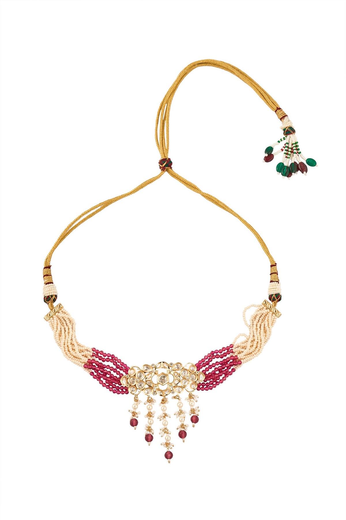 Ruby Brass Necklace & Earring Set 