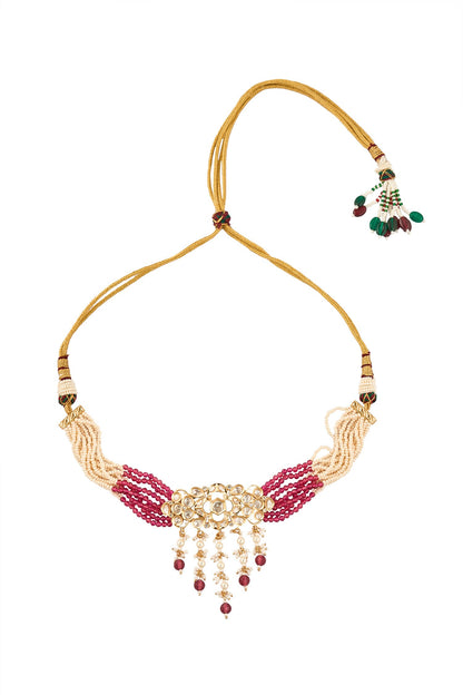 Ruby Brass Necklace & Earring Set 