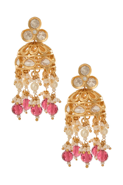 Ruby Brass Necklace & Earring Set 