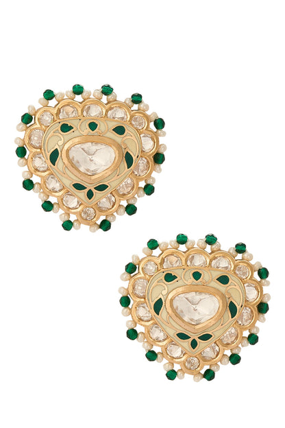 Creme & Green Brass Jewellery Set 