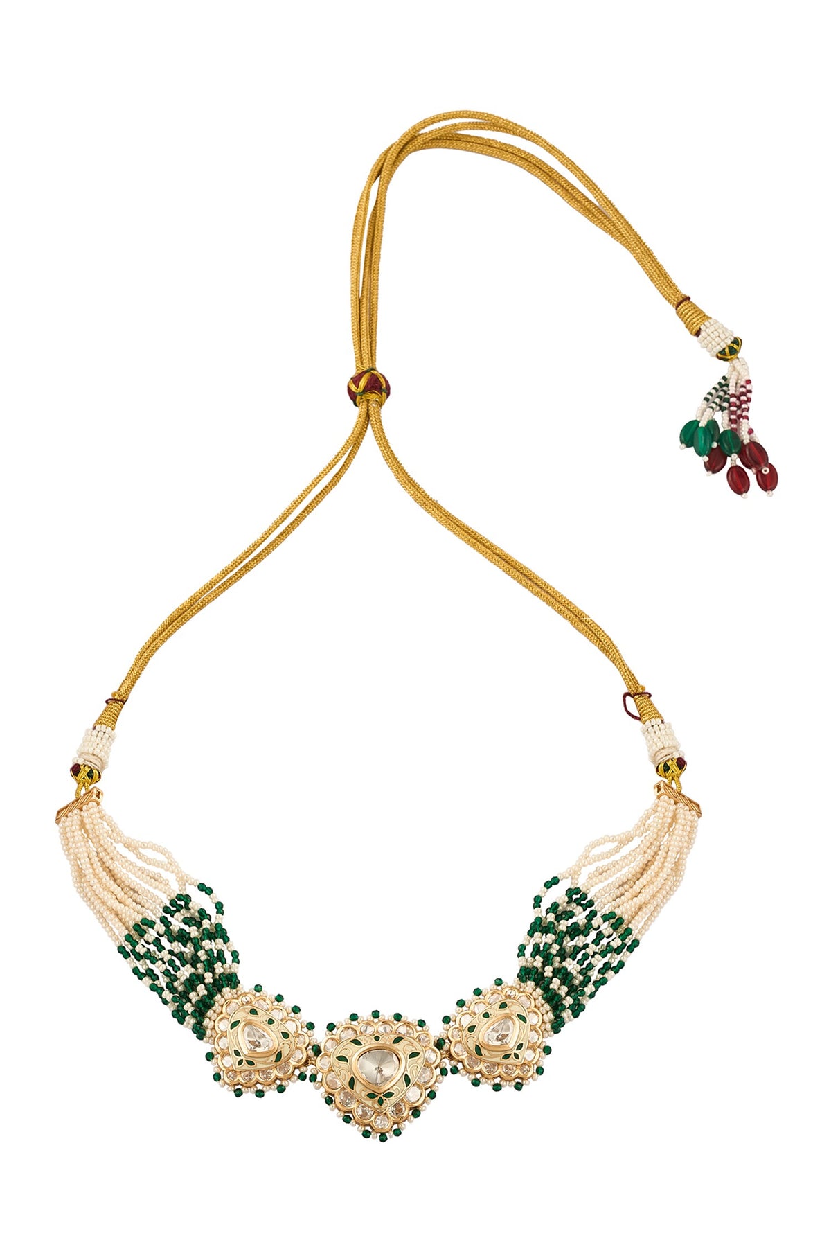 Creme & Green Brass Jewellery Set 