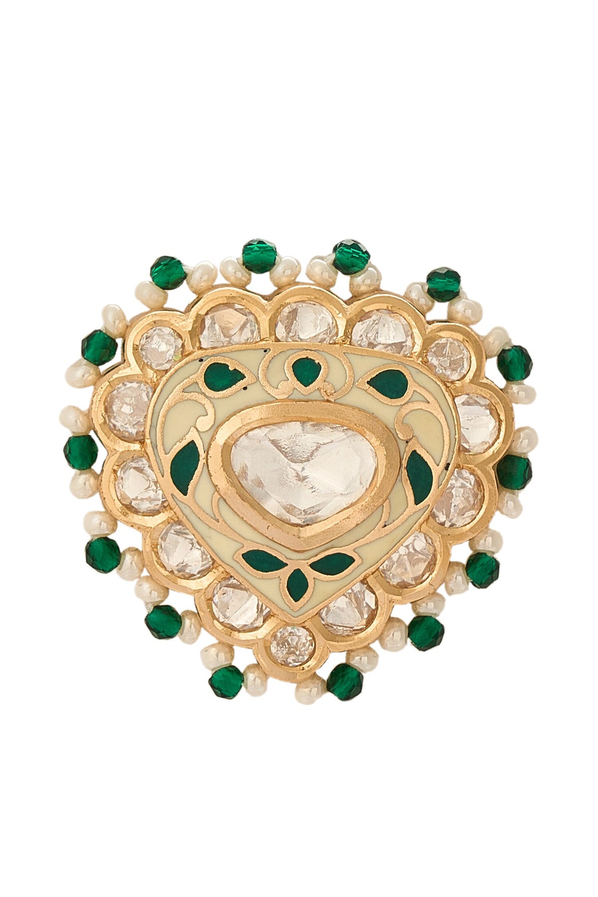 Creme & Green Brass Jewellery Set 