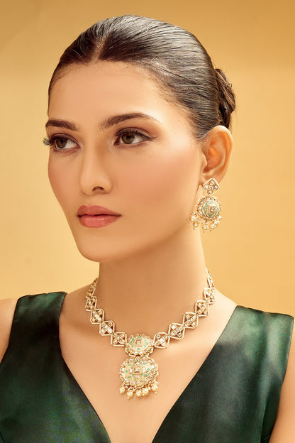 Creme & Mint Brass Jewellery Set 