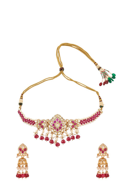 Ruby Stone Embellished Jewellery Set 