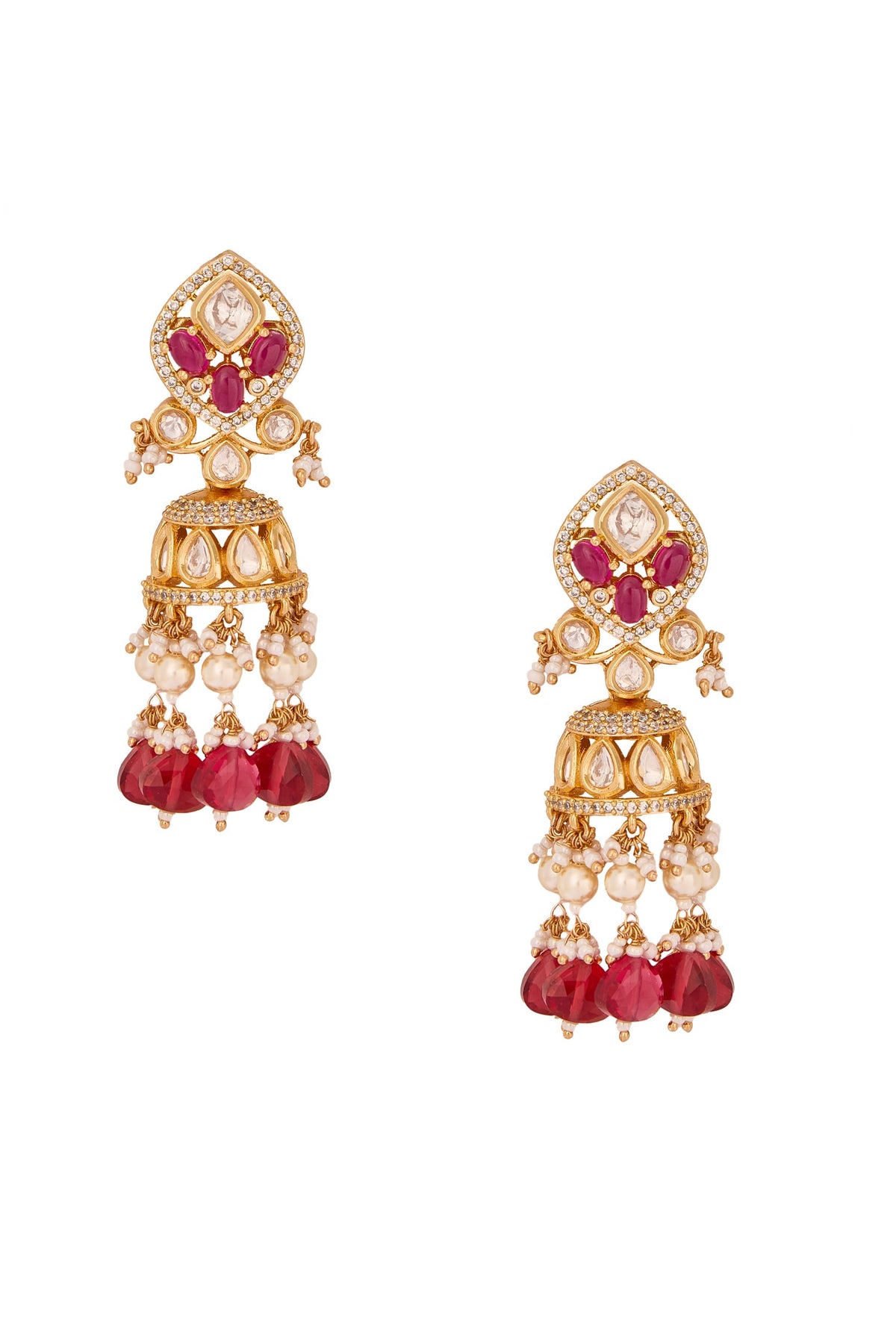 Ruby Stone Embellished Jewellery Set 
