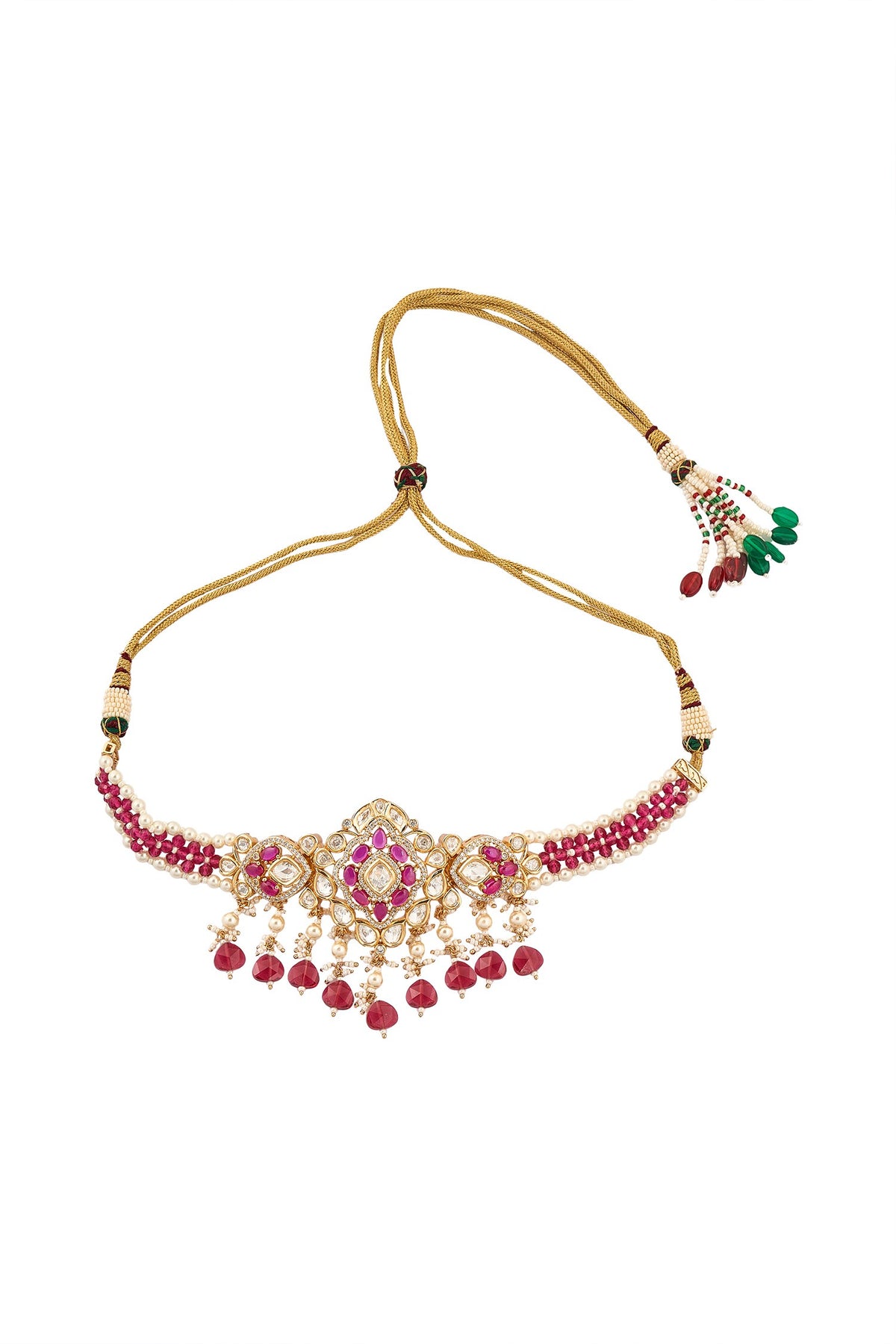 Ruby Stone Embellished Jewellery Set 