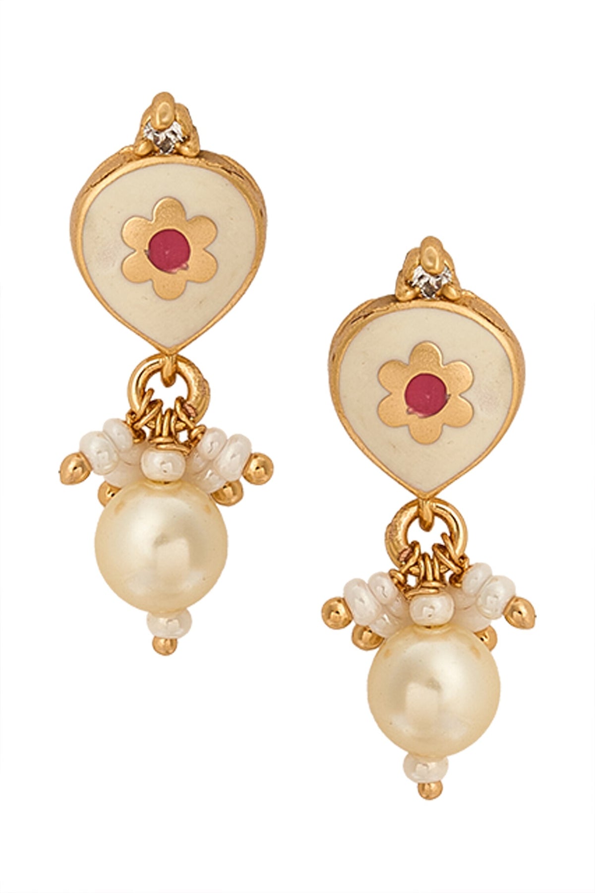 Creme & Ruby Brass Jewellery Set 