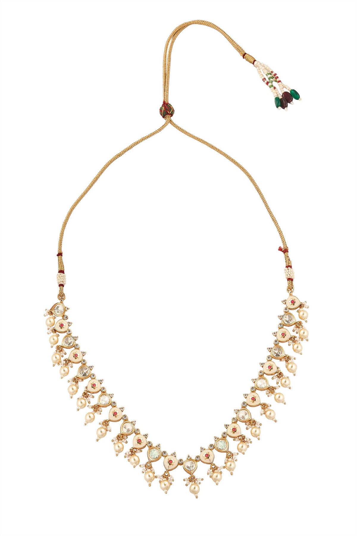 Creme & Ruby Brass Jewellery Set 