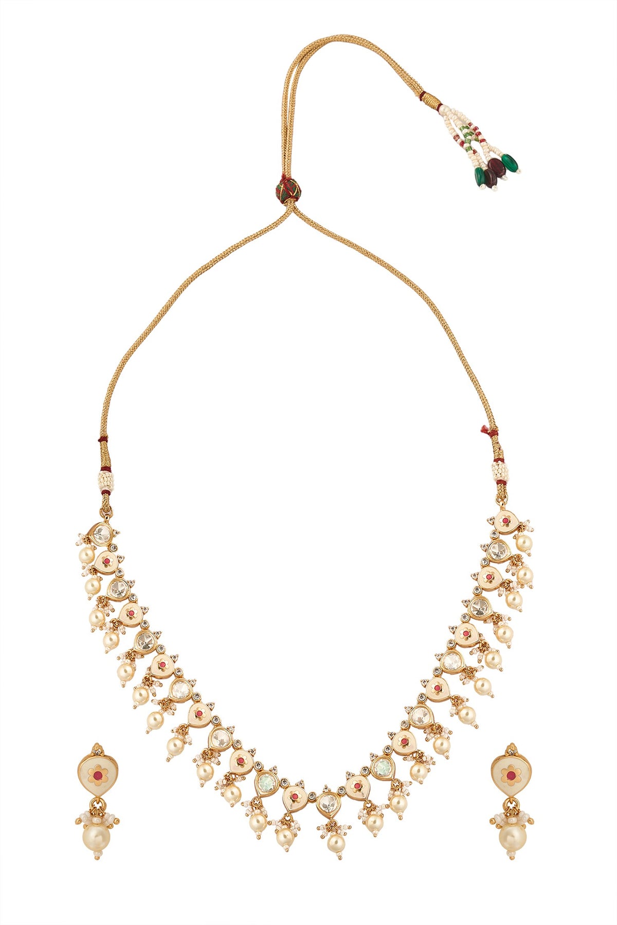 Creme & Ruby Brass Jewellery Set 
