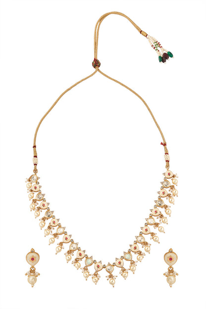 Creme & Ruby Brass Jewellery Set 