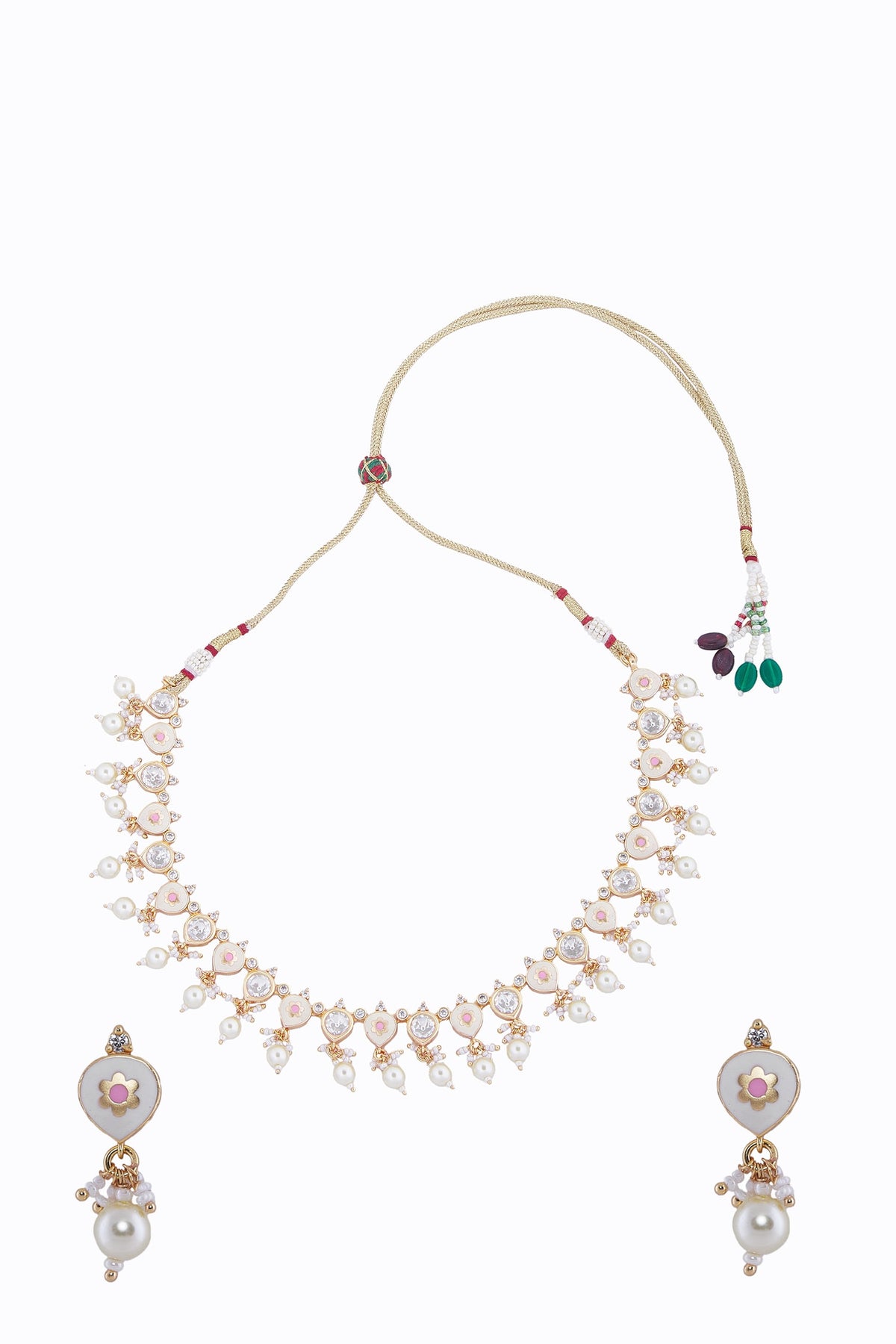 Floral Motif Necklace & Earring Set 