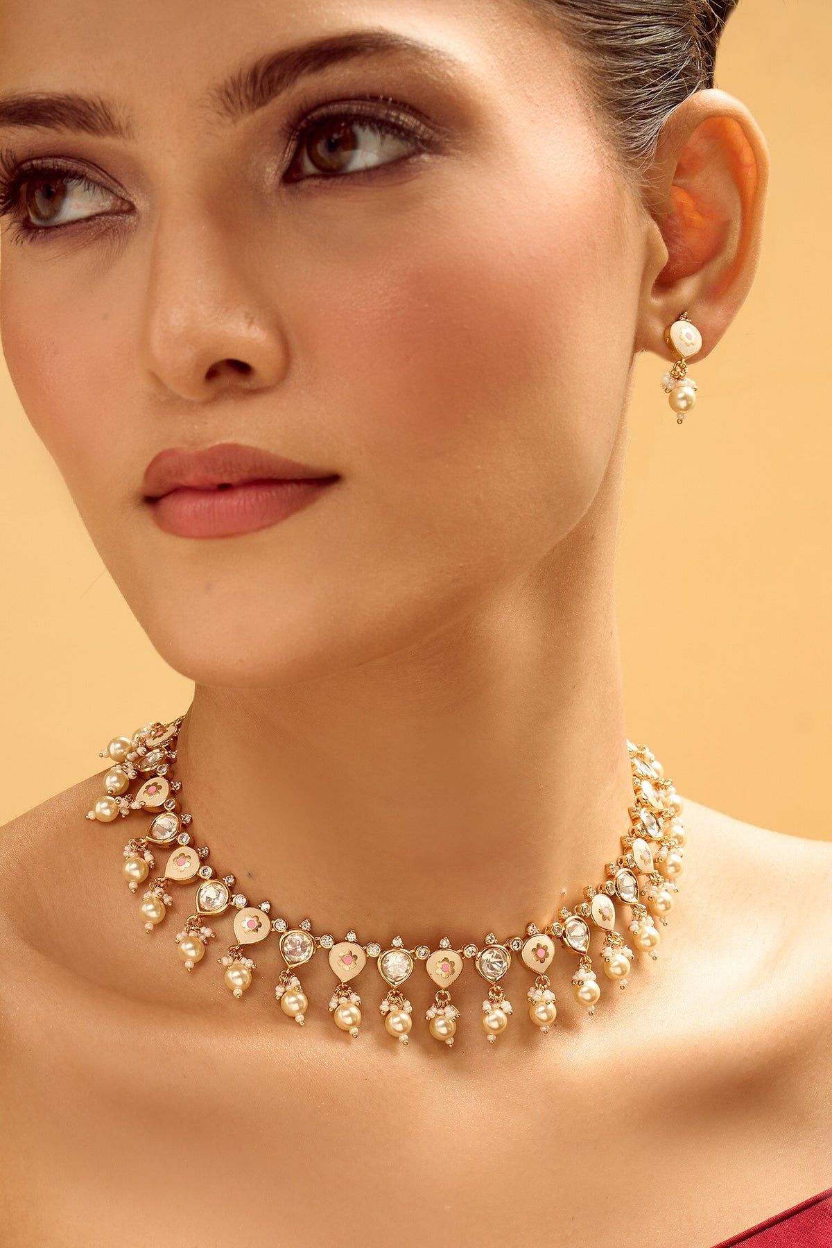 Floral Motif Necklace & Earring Set 