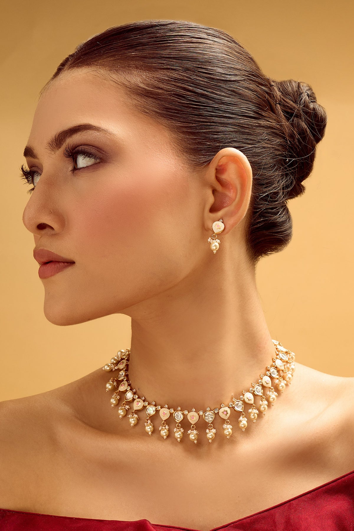 Floral Motif Necklace & Earring Set 