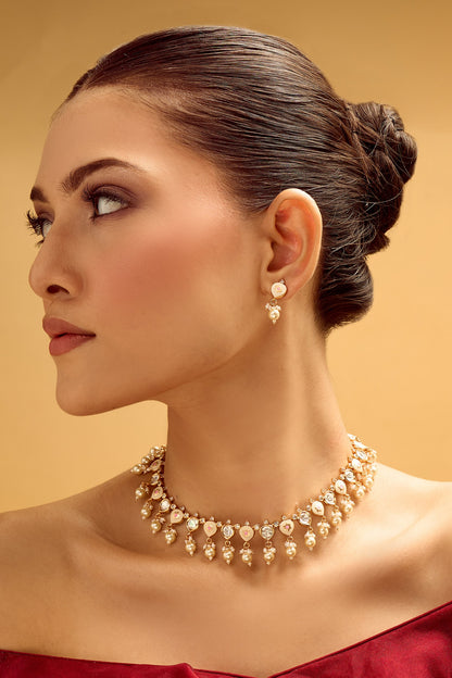 Floral Motif Necklace & Earring Set 