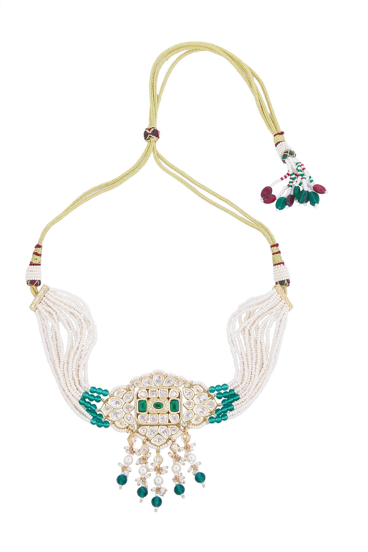 Creme Green Brass Jewellery Set 