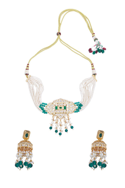 Creme Green Brass Jewellery Set 