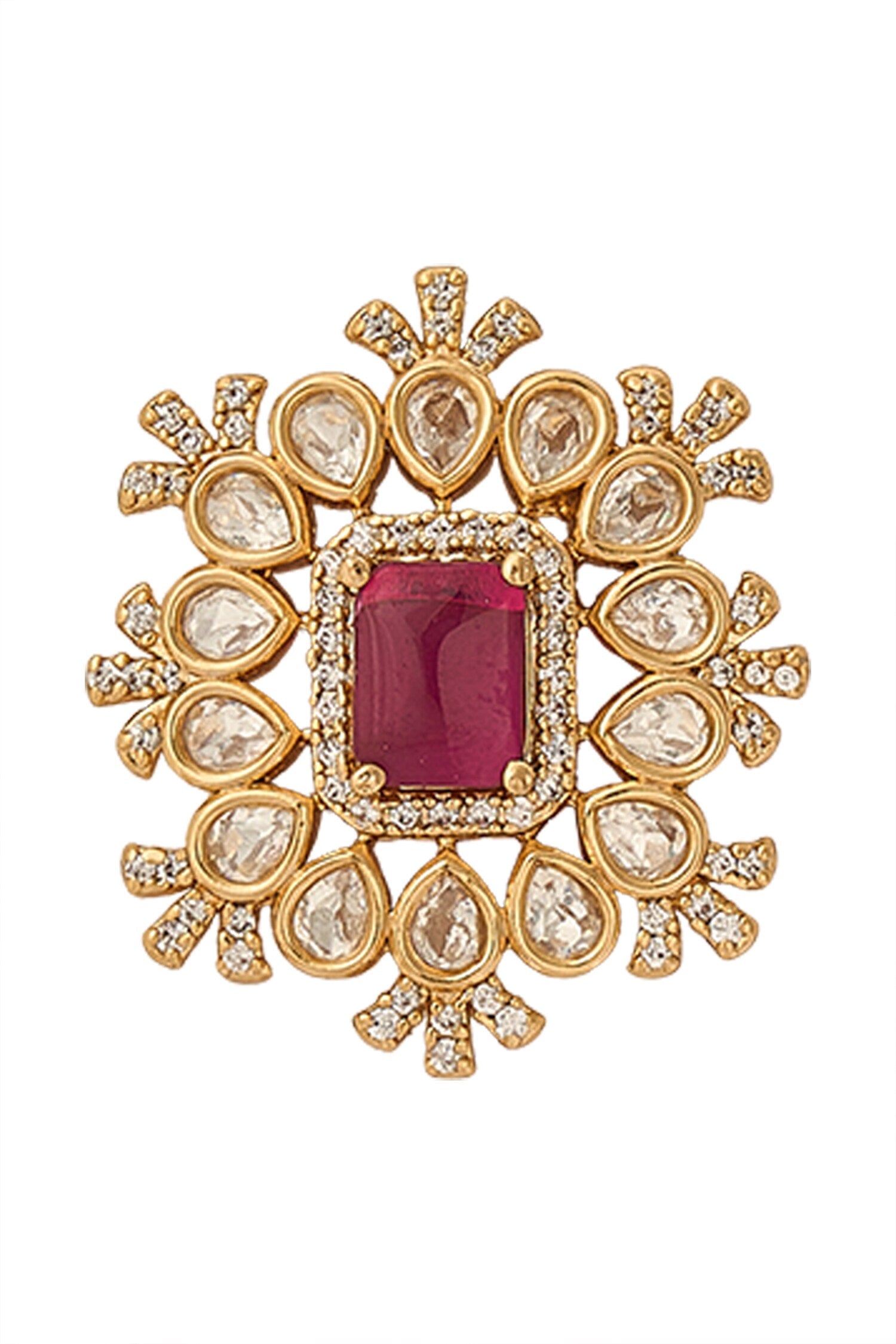Ruby Brass Necklace & Earring Set 