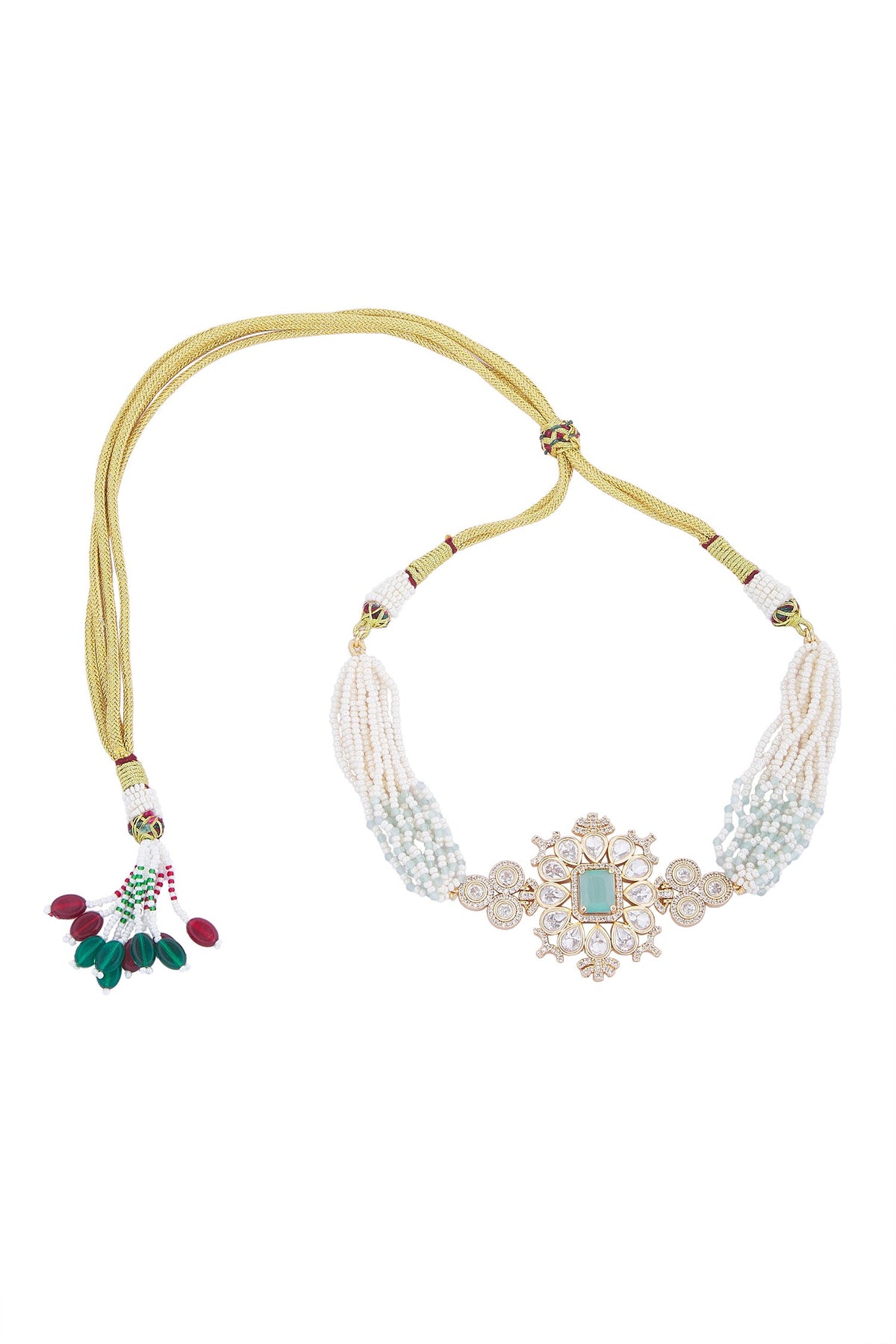Mint Stone Embellished Necklace Set 