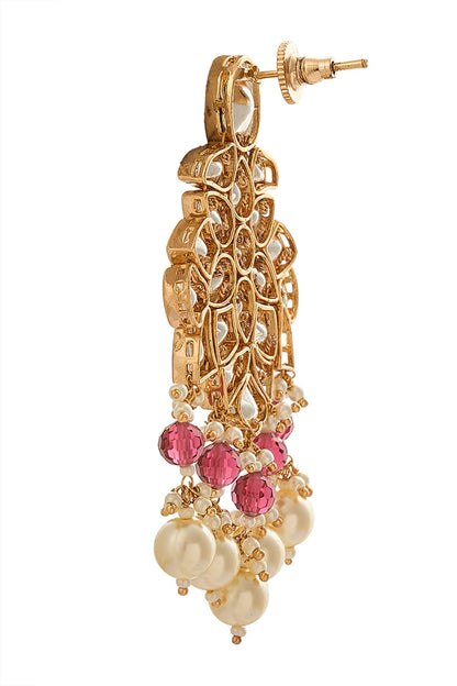 Ruby Brass Necklace & Earring Set 
