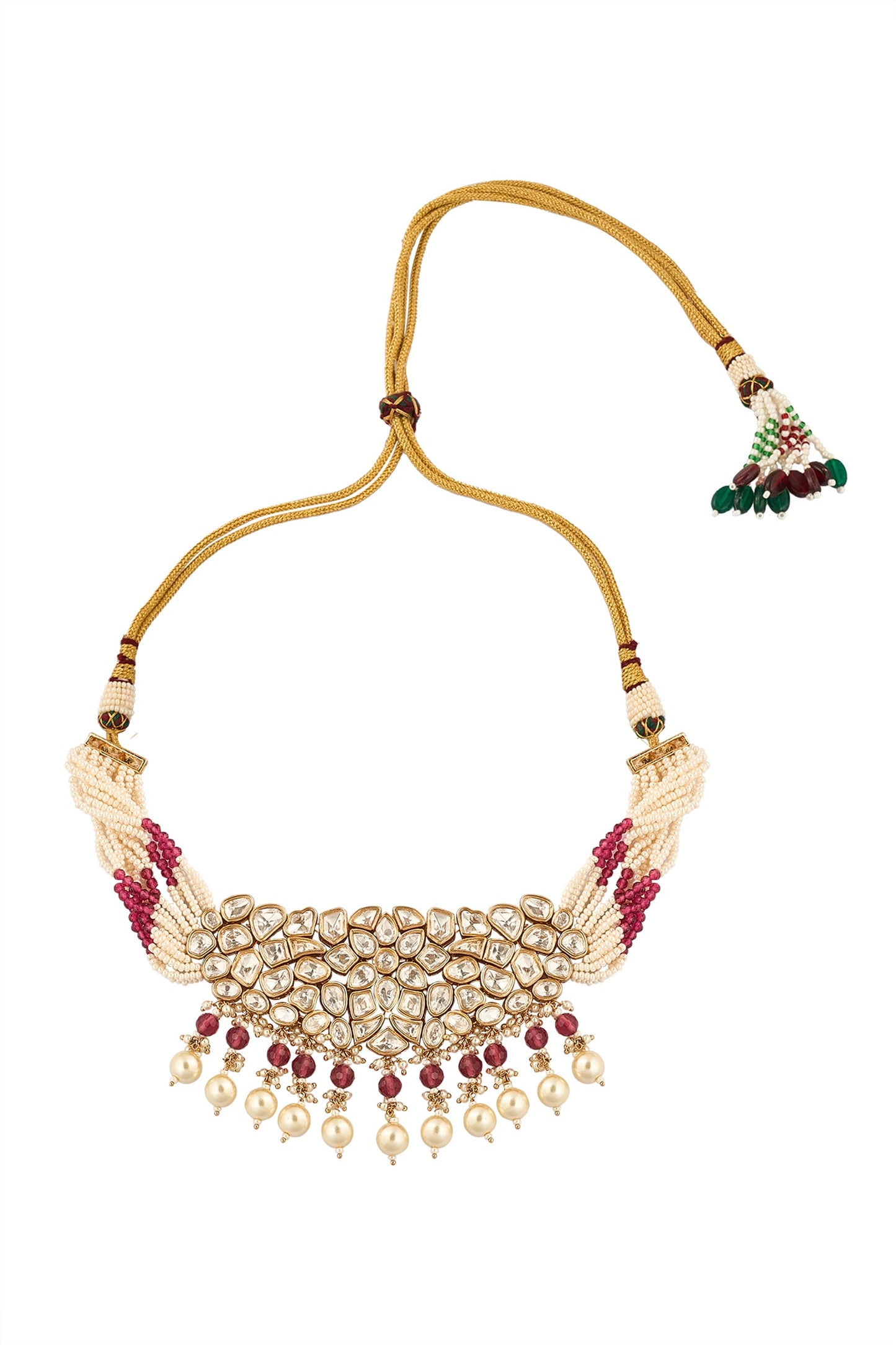 Ruby Brass Necklace & Earring Set 