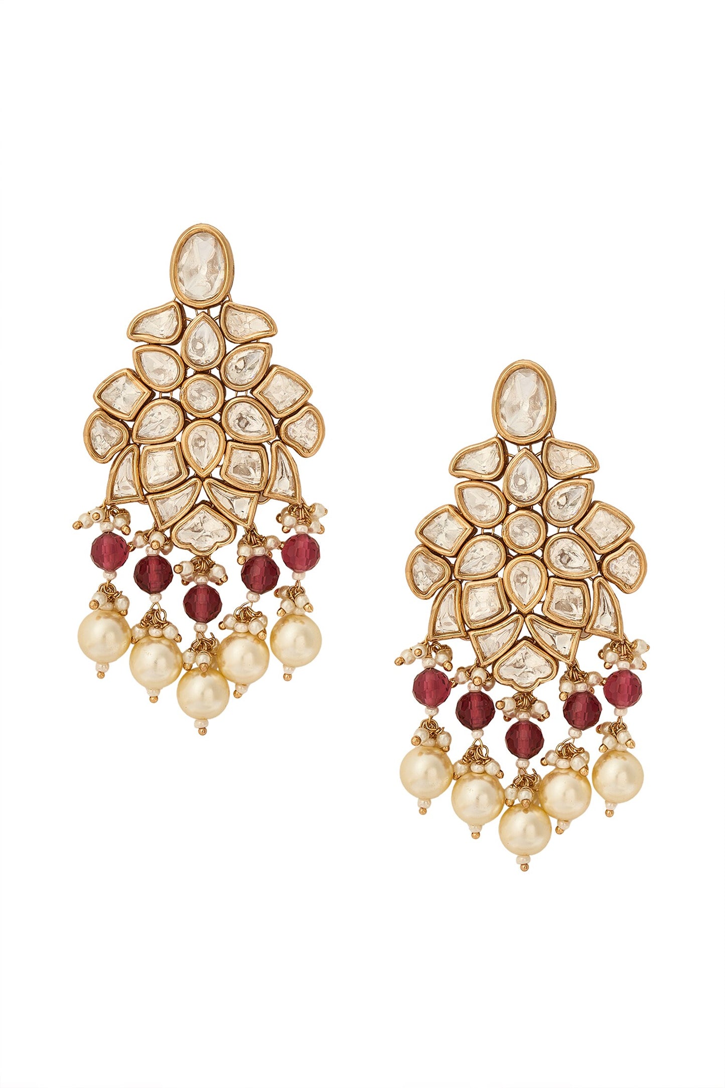 Ruby Brass Necklace & Earring Set 