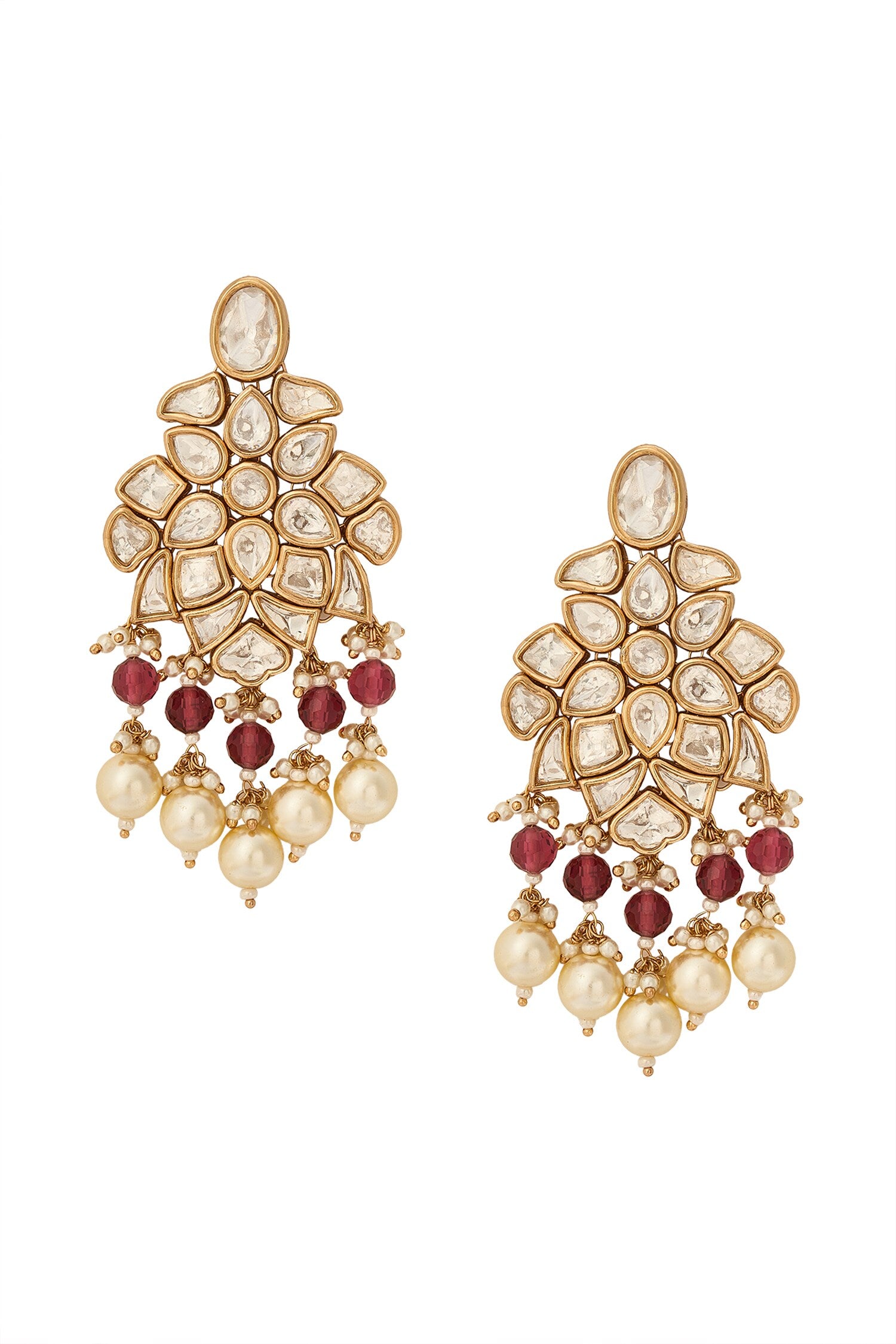 Ruby Brass Necklace & Earring Set 
