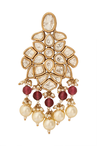Ruby Brass Necklace & Earring Set 
