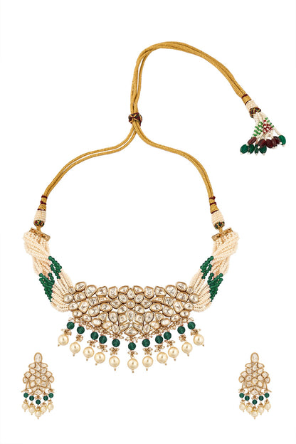 Green Beaded Necklace & Earring Set 