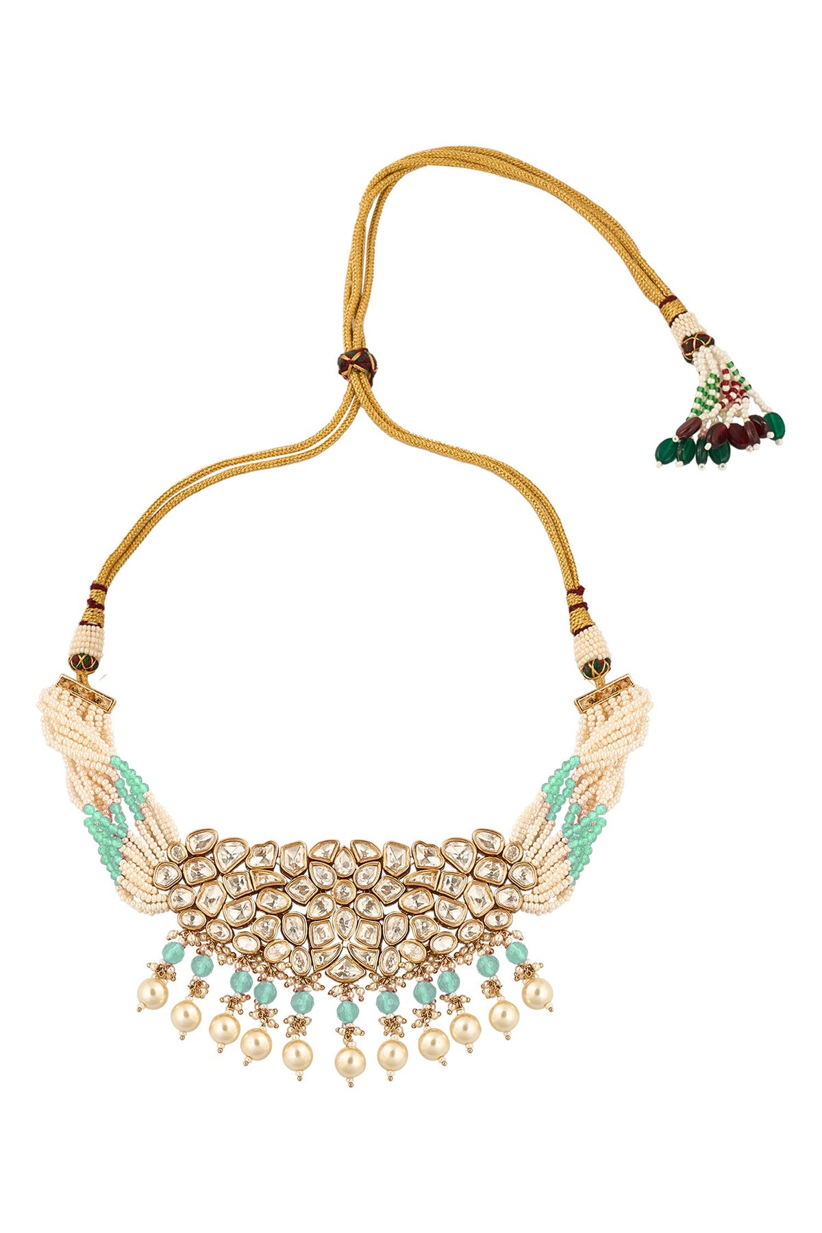 Brass Green Beaded Jewellery Set 