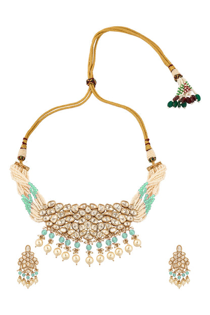 Brass Green Beaded Jewellery Set 