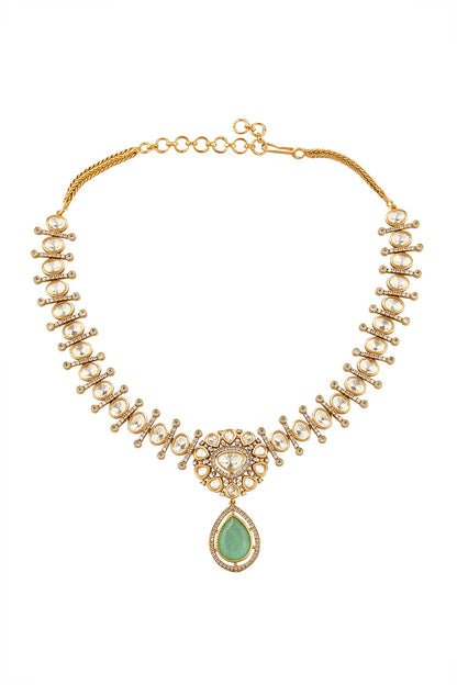 Aqua Gold Necklace & Earring Set 