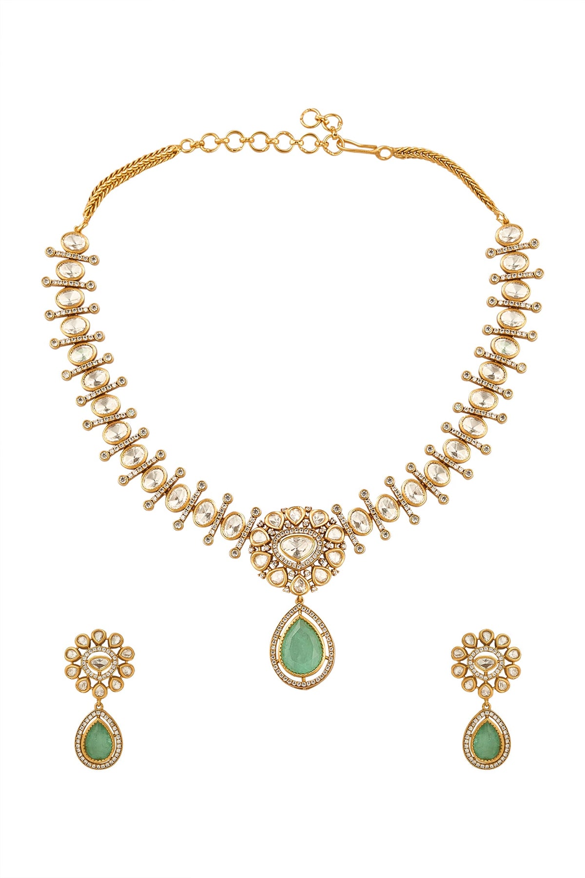 Aqua Gold Necklace & Earring Set 