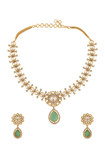 Aqua Gold Necklace & Earring Set 