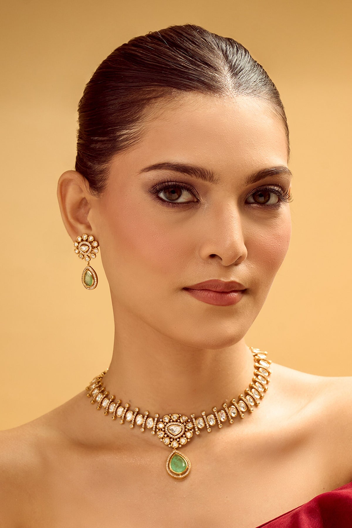 Aqua Gold Necklace & Earring Set 