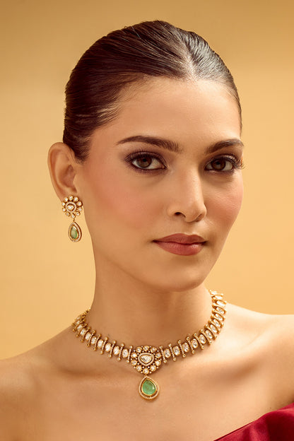 Aqua Gold Necklace & Earring Set 